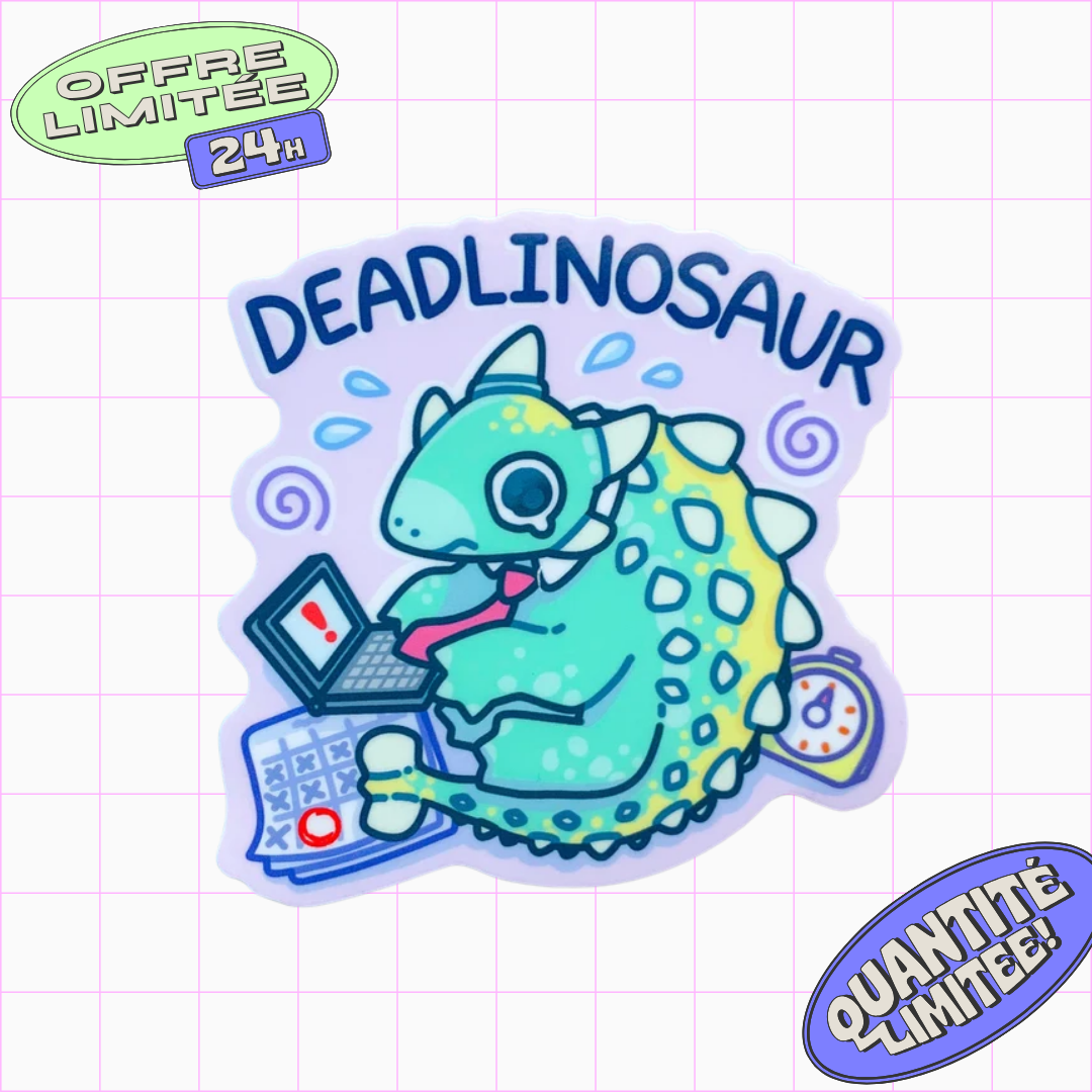 Deadlinosaur Sticker Business Deadlines Office Humor Dinosaur Design Sticker for Laptop, Water Bottle, Tired Worker Vibes