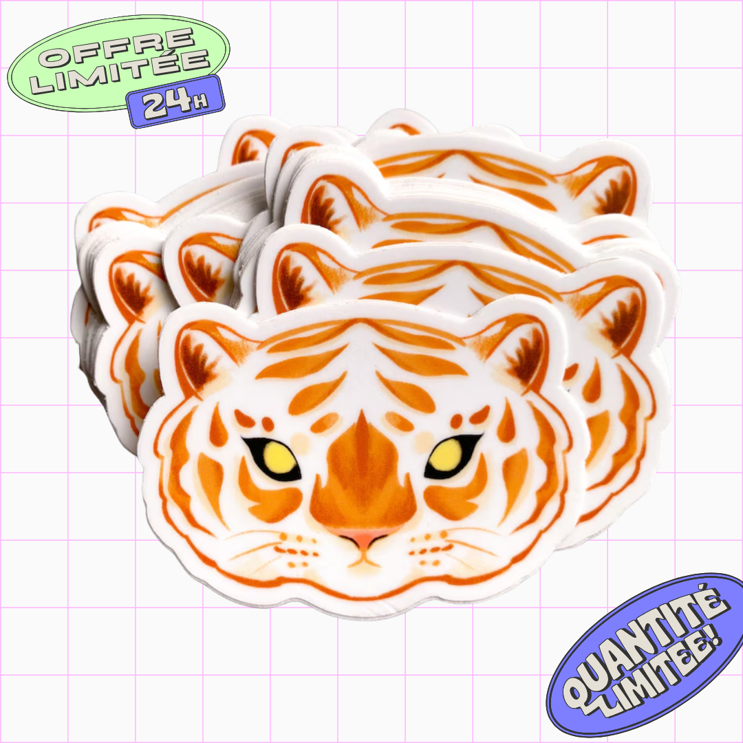 Tiger Vinyl Sticker Bold Design for Laptops, Water Bottles