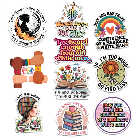 10pcs Inspirational Feminist Stickers 3in, Girl Power Rights Vinyl Sticker, Sticker for Laptop Water Bottle Phone Decals for Women Ladies Girls