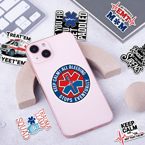 10pcs EMT EMS Sticker 3in, Funny First Responder Paramedic Sticker, Emergency Medical Technician Gift, EMS Week Decoration for Laptop Planner Water Bottle