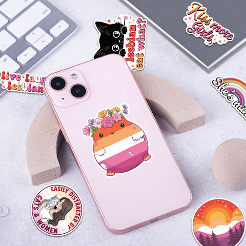 10PCS Lesbian Pride Stickers 3in, Lesbian Love Waterproof Vinyl Decals for Water Bottles Book Laptop Luggage, Encouragement Décor