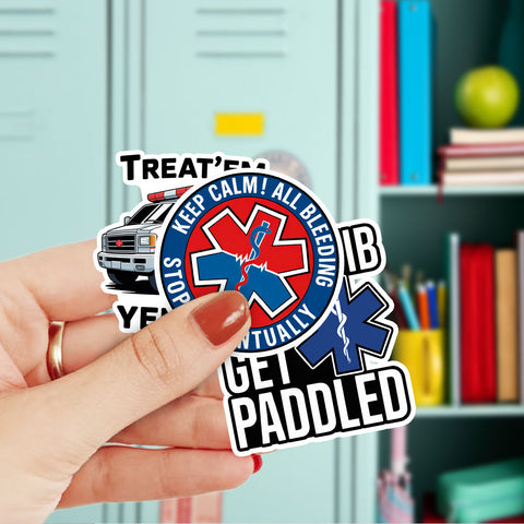 10pcs EMT EMS Sticker 3in, Funny First Responder Paramedic Sticker, Emergency Medical Technician Gift, EMS Week Decoration for Laptop Planner Water Bottle