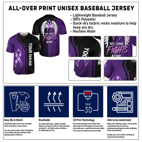 Personalized Pancreatic Cancer Jersey with Name, No one fight alone Pancreatic Cancer Jersey