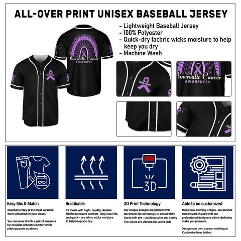 Personalized Name Pancreatic Cancer Awareness Jersey, Pancreatic Cancer Support Jersey