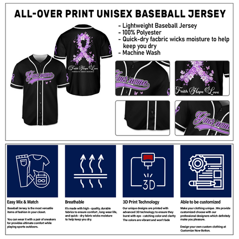 Personalized Name Pancreatic Cancer Awareness Jersey, Faith Hope Love Pancreatic Cancer Support Jersey
