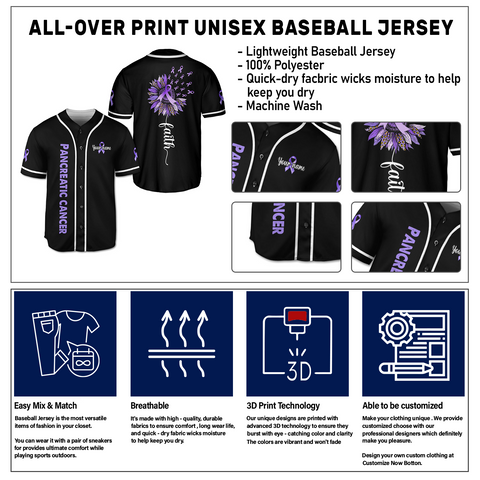 Custom Name Pancreatic Cancer Awareness Jersey, Pancreatic Cancer Support Jersey