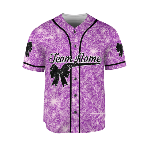 Personalized Name Glitter Girly Bow Jerseys, 3D Shirts for Women, Gifts for her