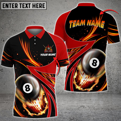 Mostprints Billiards Ball 8 Fire Colourful Personalized 3D Polo Shirt