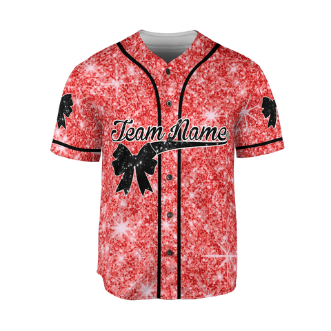 Personalized Name Glitter Girly Bow Jerseys, 3D Shirts for Women, Gifts for her
