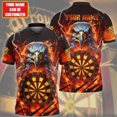 Mostprints Flame Eagle Darts Personalized Name 3D Shirt