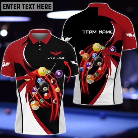 Mostprints Red Black Billiard Customized Name, Team Name 3D Shirt