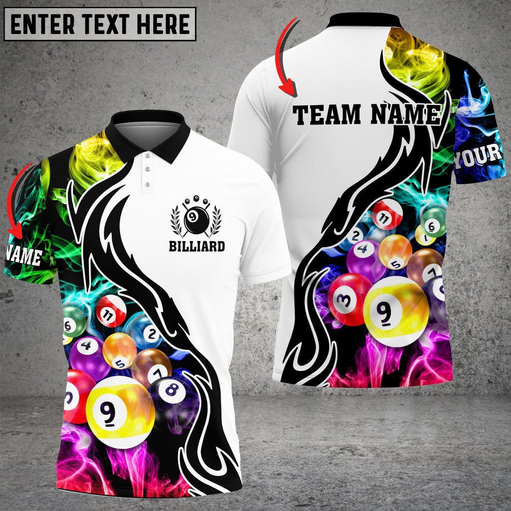 Mostprints Billiard 9 Ball Multicolor Smoke Pattern Customized Name 3D Shirt