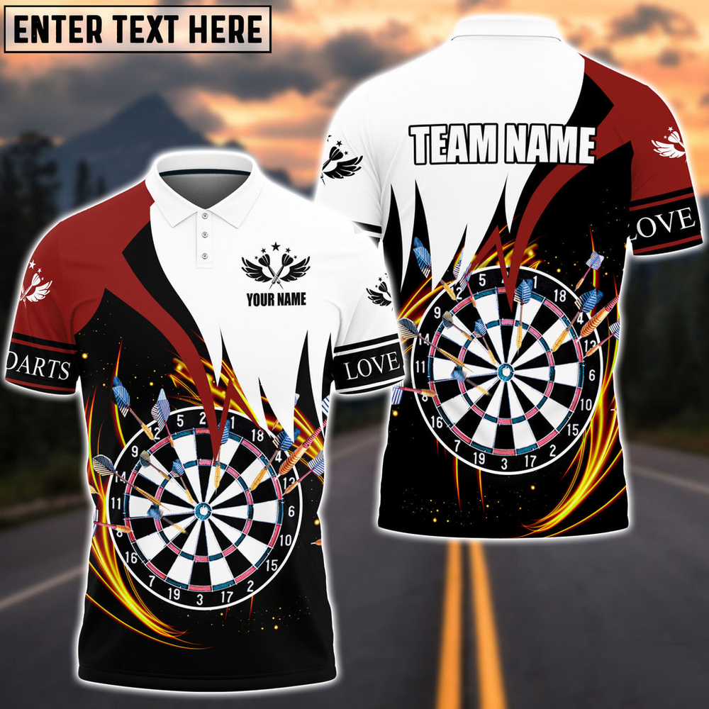 Mostprints Red and White Darts Personalized Name And Team Name 3D Shirt