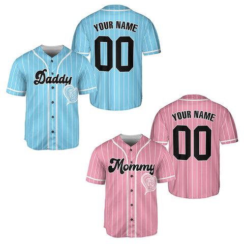 Personalized Name Number Mommy Daddy Baseball Jerseys, 3D Shirts for Women Men, Gifts shirt for new mom new dad