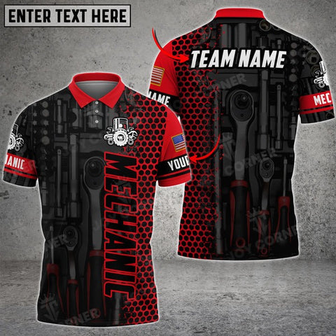 Mostprints Mechanic Custom Name US Flag Printed 3D Shirt