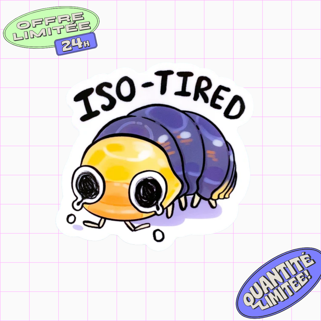 Iso-Tired Sticker Rubber Ducky Isopod Bug Design Nature Sticker for Laptop, Water Bottle
