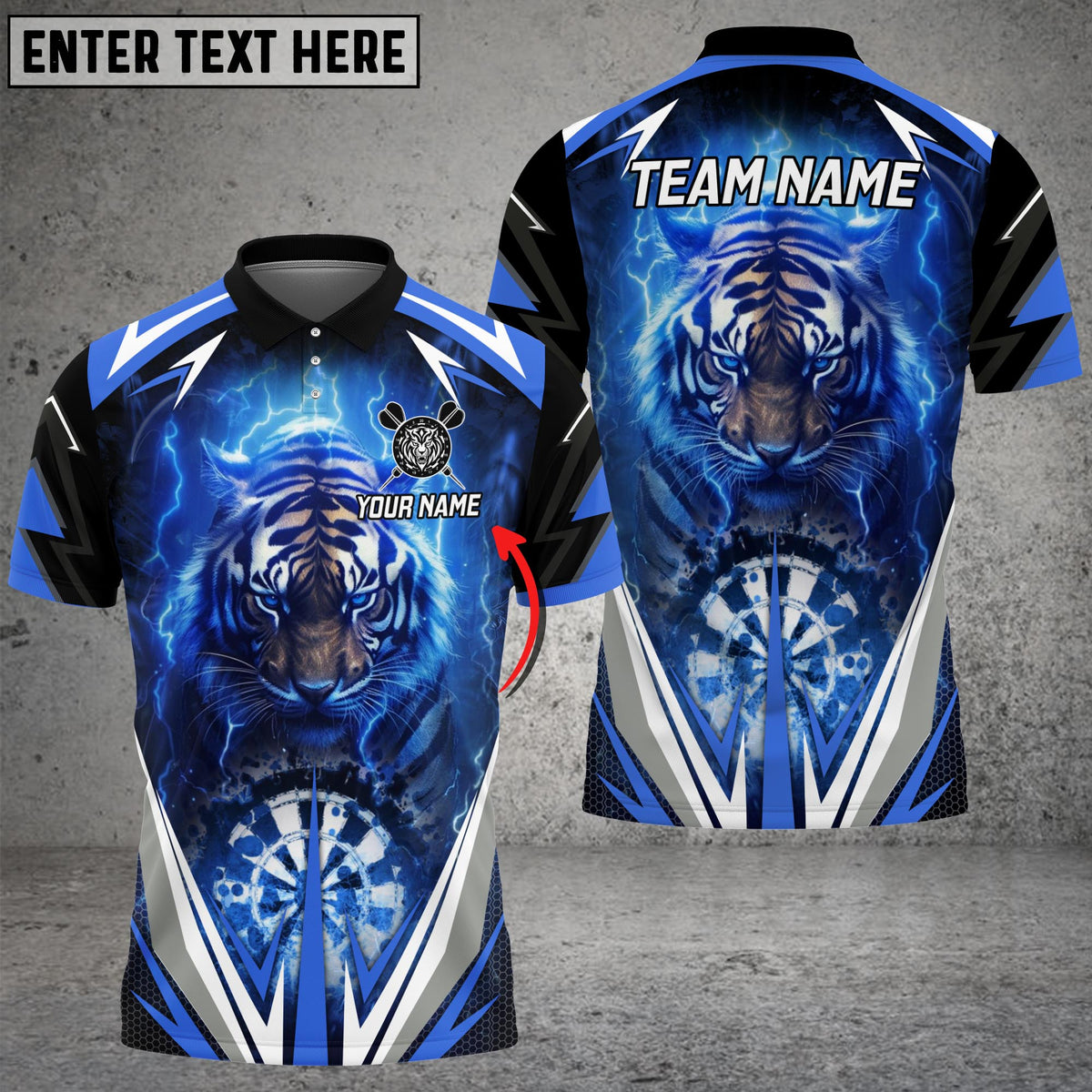 Mostprints Darts Thunder Tiger Personalized Name, Team Name 3D Shirt