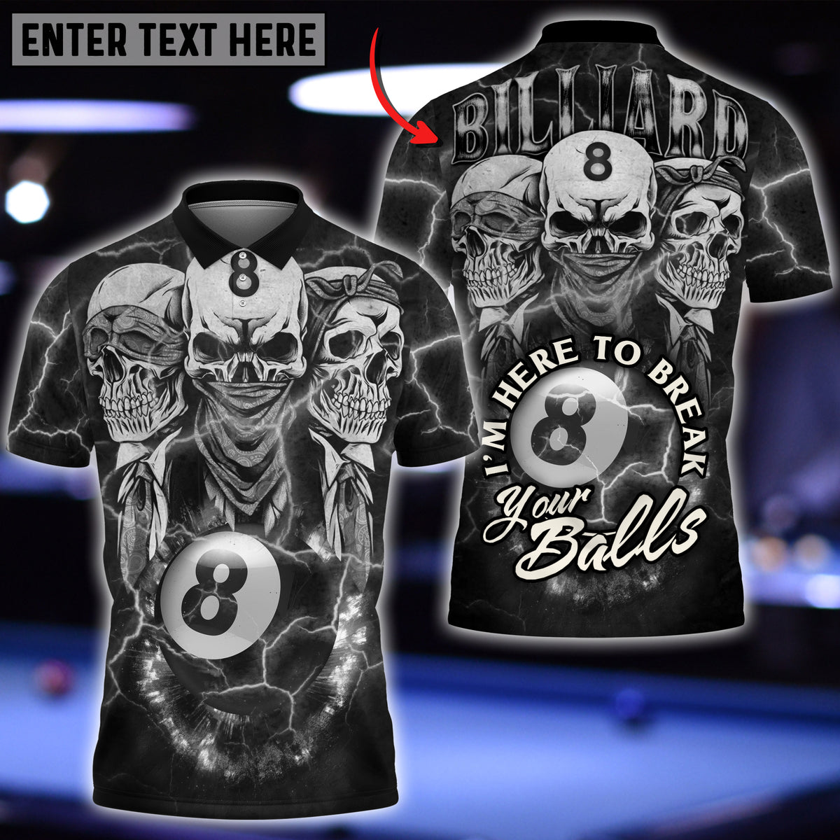 Mostprints Billiards Ball Skull Personalized 3D Shirt