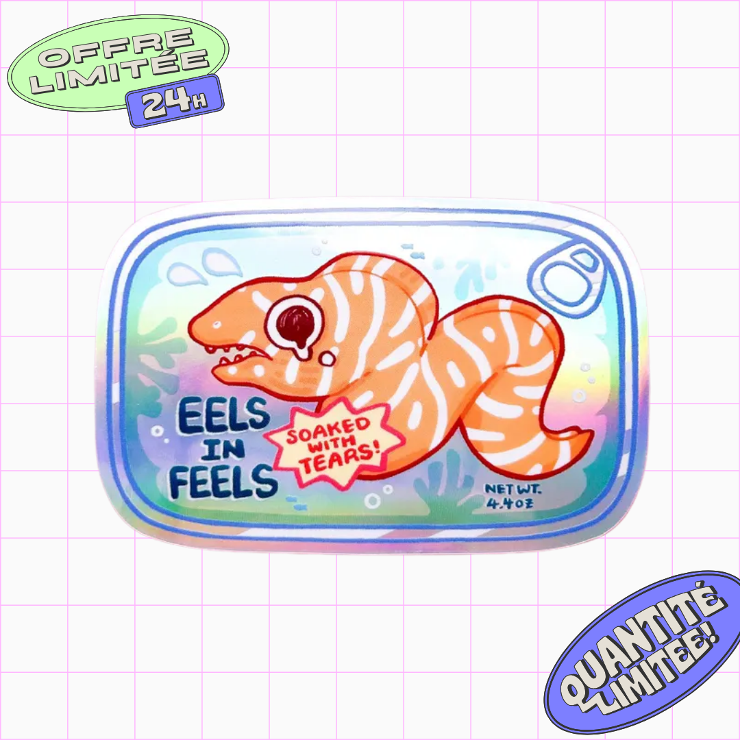 Eels in Feels Sticker Tinned Fish Moray Eel Design Emotional Feelings Sticker for Laptop, Water Bottle