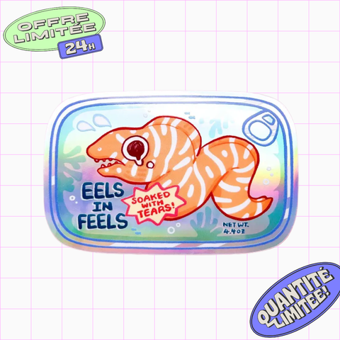 Eels in Feels Sticker Tinned Fish Moray Eel Design Emotional Feelings Sticker for Laptop, Water Bottle