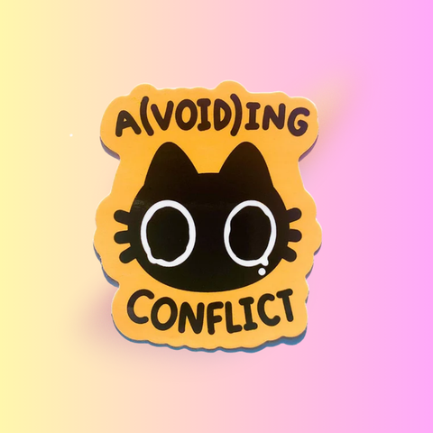 Avoiding Conflict Sticker | Funny Void Black Cat Design | Cute Humor Pun Sticker for Laptop, Water Bottle