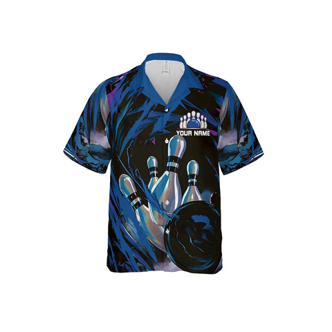 Custom Name Team Name Bowling Hawaiian 3D Shirts for Men and Women, Bowling Hawaii Shirts for Bowling Team, Bowling fan Gift