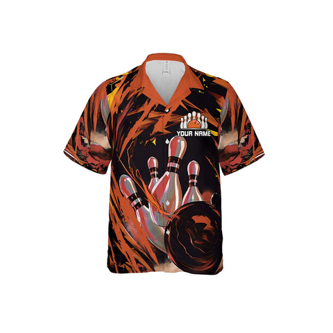 Custom Name Team Name Bowling Hawaiian 3D Shirts for Men and Women, Bowling Hawaii Shirts for Bowling Team, Bowling fan Gift