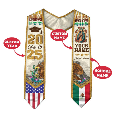 Custom Mexican Graduation Sash, Mexican American Flag Graduation Sash 2025, Graduation Gift