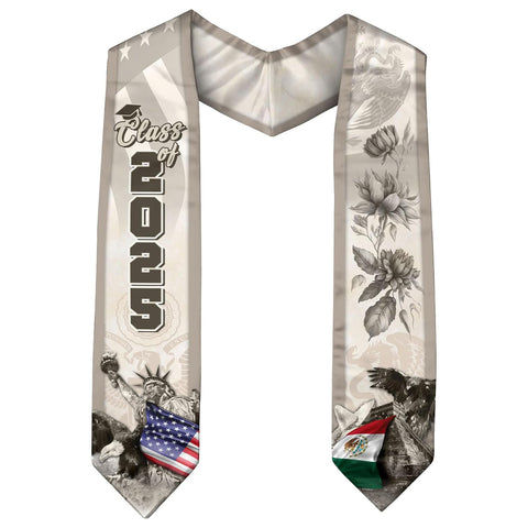 Mexican American Flag Graduation Stole class of 2025, Mexico Graduation Sash, gift for senior