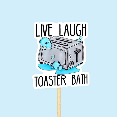 3pcs Funny Live Laugh Toaster Bath Sticker, Waterproof Vinyl Stickers for Laptop Kindle Car Tumbler Mug Phone Notebook