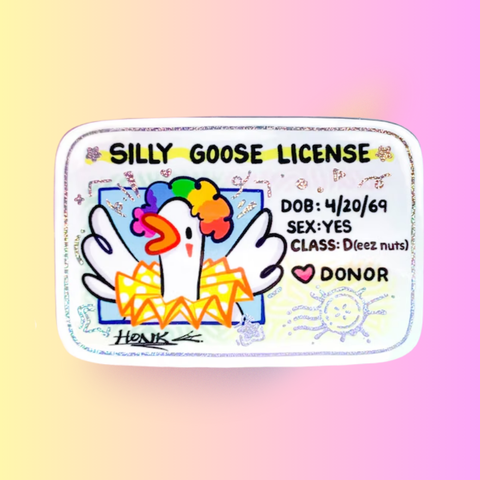 Silly Goose License Sticker | Geese Jester Clown Duck Design | Cute Sticker for Laptop, Water Bottle, Phone
