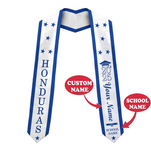 Personalized Honduran Graduation Stole 2025, Custom name Honduras Flag Sash, 2025 Grad gift