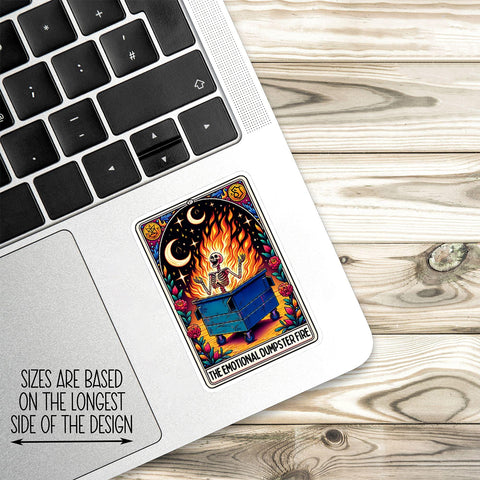 Funny skeleton dumpster fire sticker, Waterproof Vinyl Sticker for Book Laptop Water Bottle Phone Case