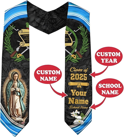 Custom Guatemala Graduation Stole, Personalized Guatemalan American Flag Graduation Sash, Guatemalan Graduation Sash 2025