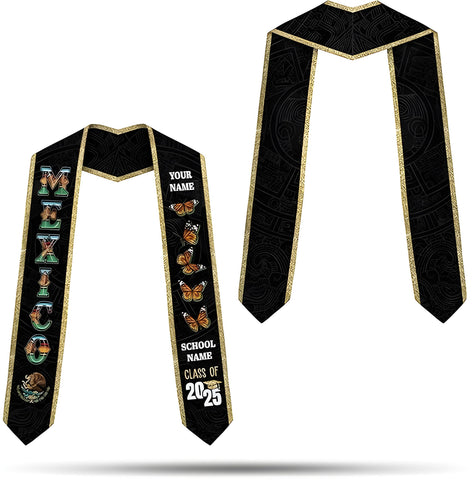 Customized Mexican Graduation Sash 2025, Mexican American Stoles for Graduation 2025, Graduation Flag Sash Gifts