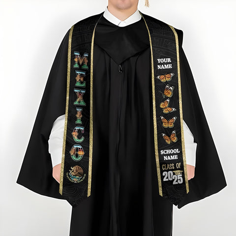 Customized Mexican Graduation Sash 2025, Mexican American Stoles for Graduation 2025, Graduation Flag Sash Gifts