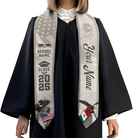 Customized Mexican Graduation Sash 2025, Mexican American Stoles for Graduation 2025, Graduation Sash 2025 Gifts