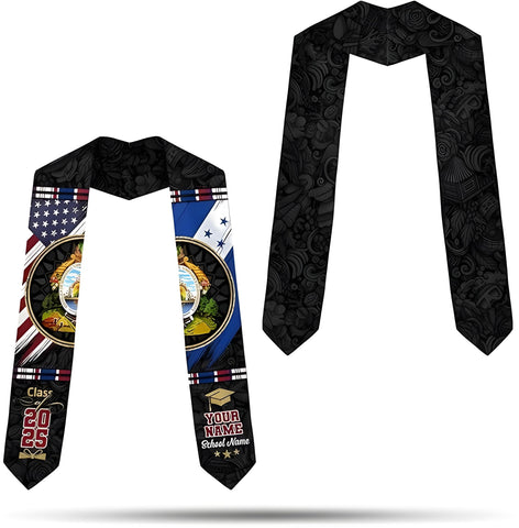 Personalized Honduran Graduation Sash 2025, Honduras Graduation Stole Custom, Honduran American Flag Graduation Sash 2025