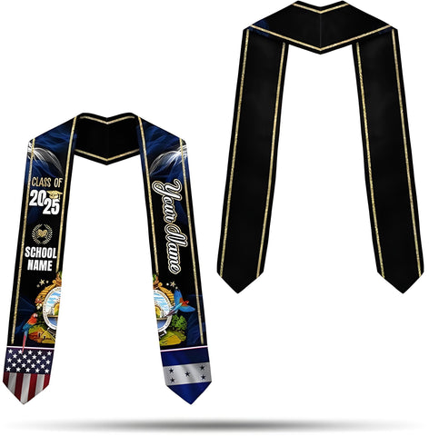 Personalized Honduran Graduation Sash, Custom Honduras Graduation Stole 2025, Honduran American Flag Graduation Sash 2025