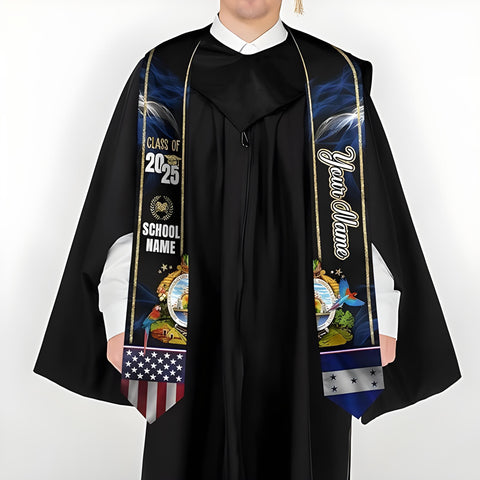 Personalized Honduran Graduation Sash, Custom Honduras Graduation Stole 2025, Honduran American Flag Graduation Sash 2025