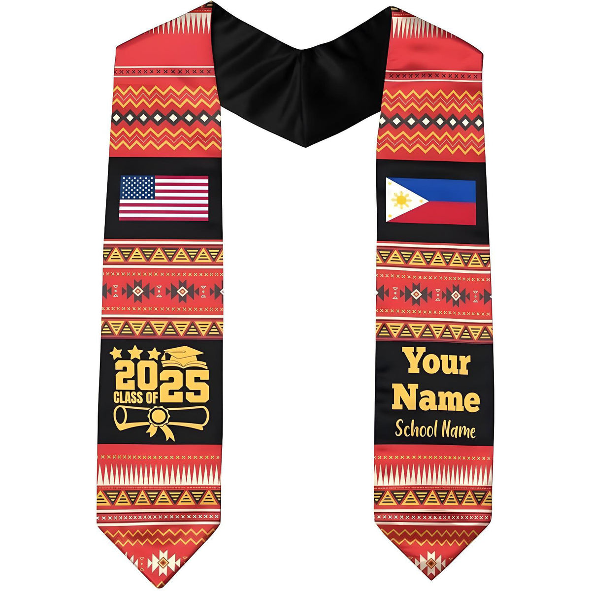 Filipinos Graduation Stole 2025, Custom Filipinos American Flag Graduation Sash 2025, Philippines Graduation Stole