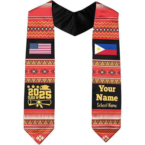 Filipinos Graduation Stole 2025, Custom Filipinos American Flag Graduation Sash 2025, Philippines Graduation Stole