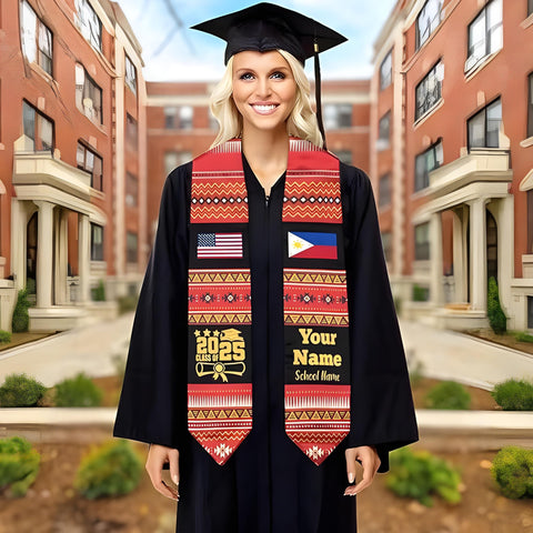 Filipinos Graduation Stole 2025, Custom Filipinos American Flag Graduation Sash 2025, Philippines Graduation Stole