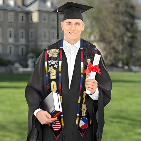 Filipinos Graduation Sash 2025, Custom Filipinos American Flag Graduation Stole 2025, Philippines Graduation Sash
