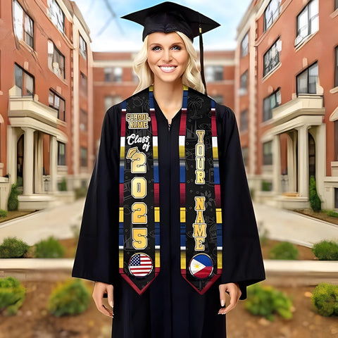 Filipinos Graduation Sash 2025, Custom Filipinos American Flag Graduation Stole 2025, Philippines Graduation Sash