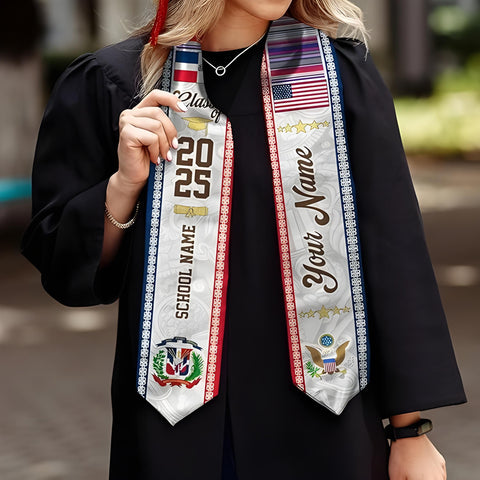 Custom Dominican Graduation Sash 2025, Dominicans Flag Graduation Sash 2025, Dominican Republic Graduation Stole