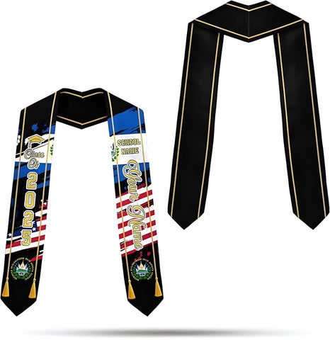 Custom Salvadoran Graduation Sash, Personalized El Salvador Flag Graduation Sash 2025, Salvadoran American Stole 2025