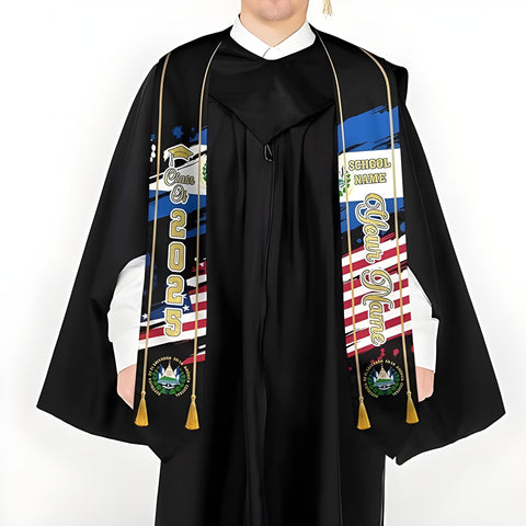 Custom Salvadoran Graduation Sash, Personalized El Salvador Flag Graduation Sash 2025, Salvadoran American Stole 2025