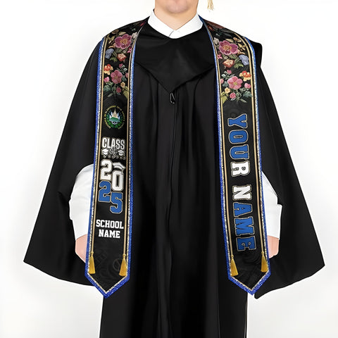 Salvadoran Graduation Stole 2025, Personalized El Salvador Flag Graduation Sash 2025, Custom Salvadoran American Sash