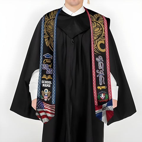 Personalized Dominican Republic Graduation Sash, Custom Dominican American Flag Sash 2025, Dominican Graduation Stole 2025